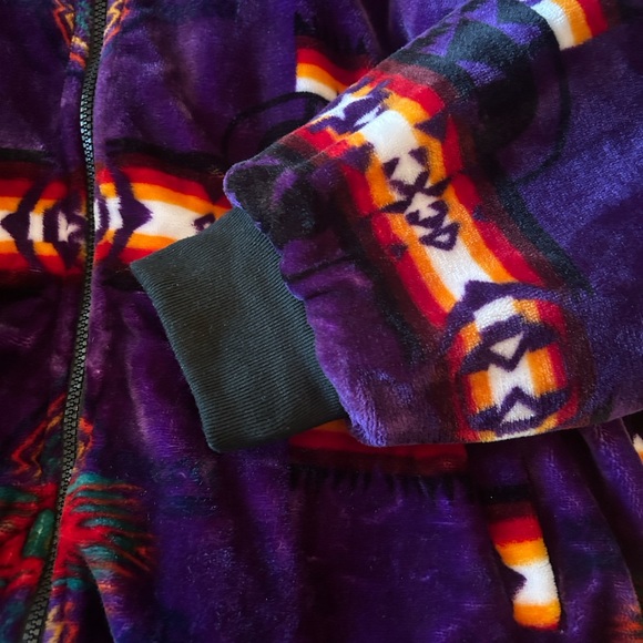 Aztec plush blanket zip up jacket purple SW print Size L/XL - Picture 11 of 12